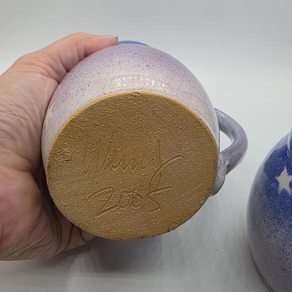 Celestial Whimsigoth Artisan Stoneware Pottery Mugs Set Of 2 Made in USA Gifts - Picture 5 of 7